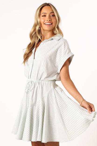 Ilsa Mini Dress - Sage Stripe