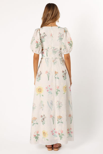 Jemima Puff Shoulder Maxi Dress - Floral