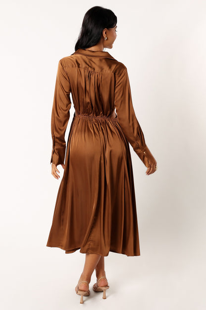 Jett Long Sleeve Midi Dress - Bronze