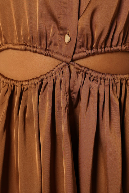 Jett Long Sleeve Midi Dress - Bronze