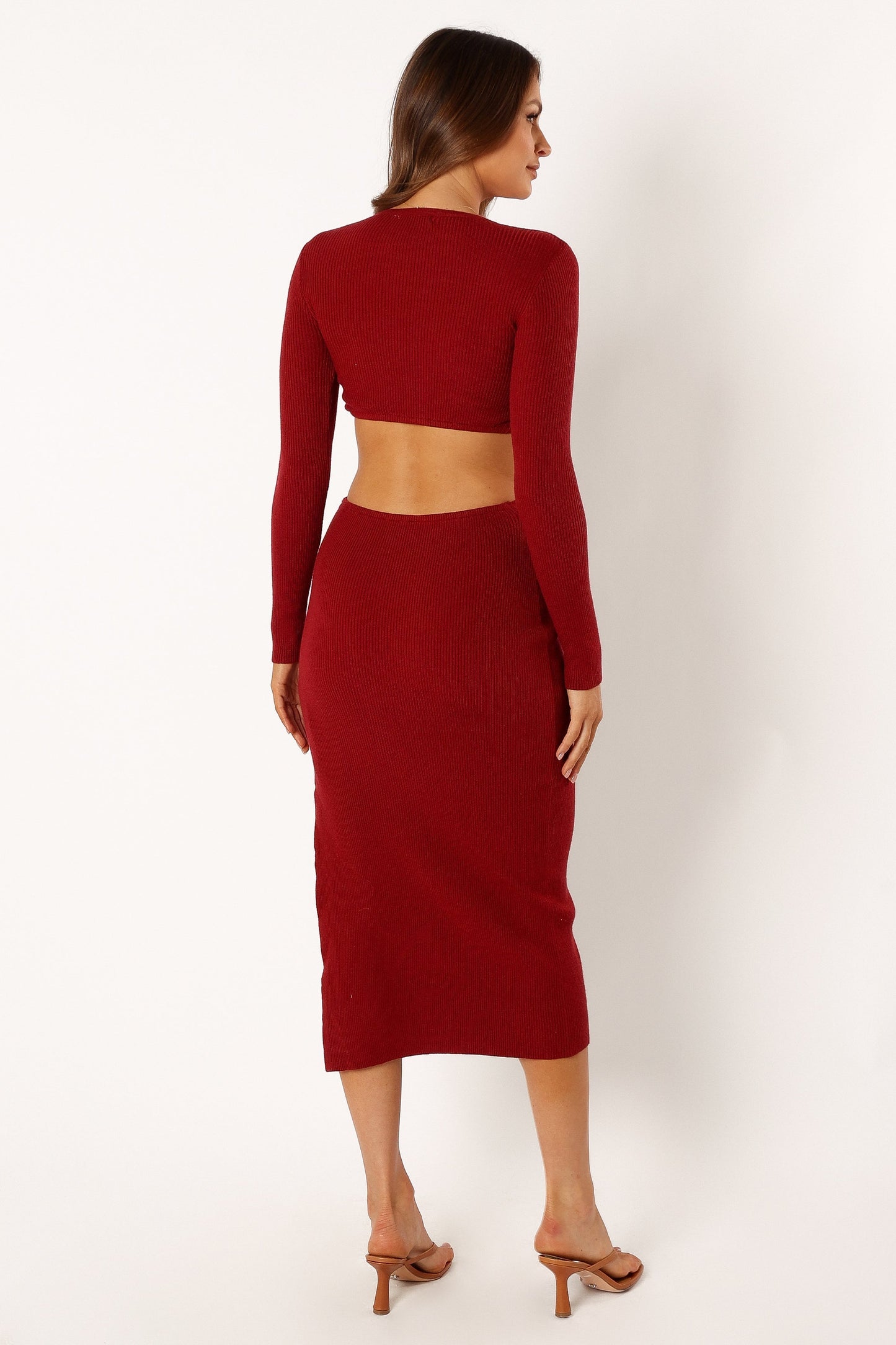 Jonah Long Sleeve Midi Dress - Red Dhalia