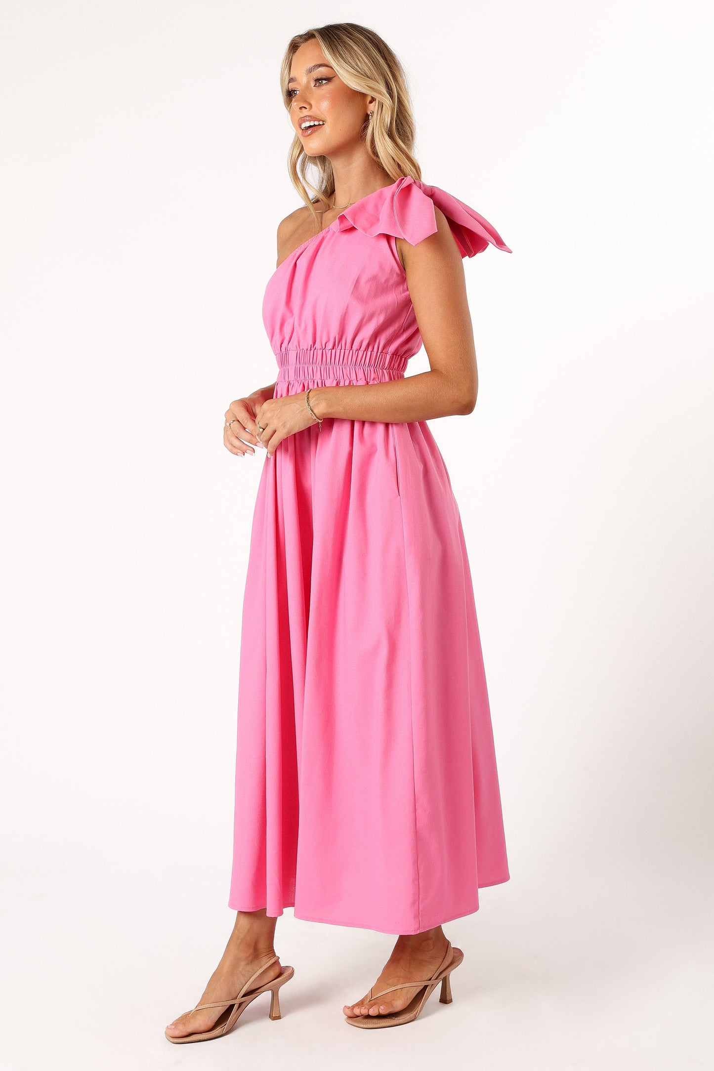 Kailey One Shoulder Maxi Dress - Hot Pink