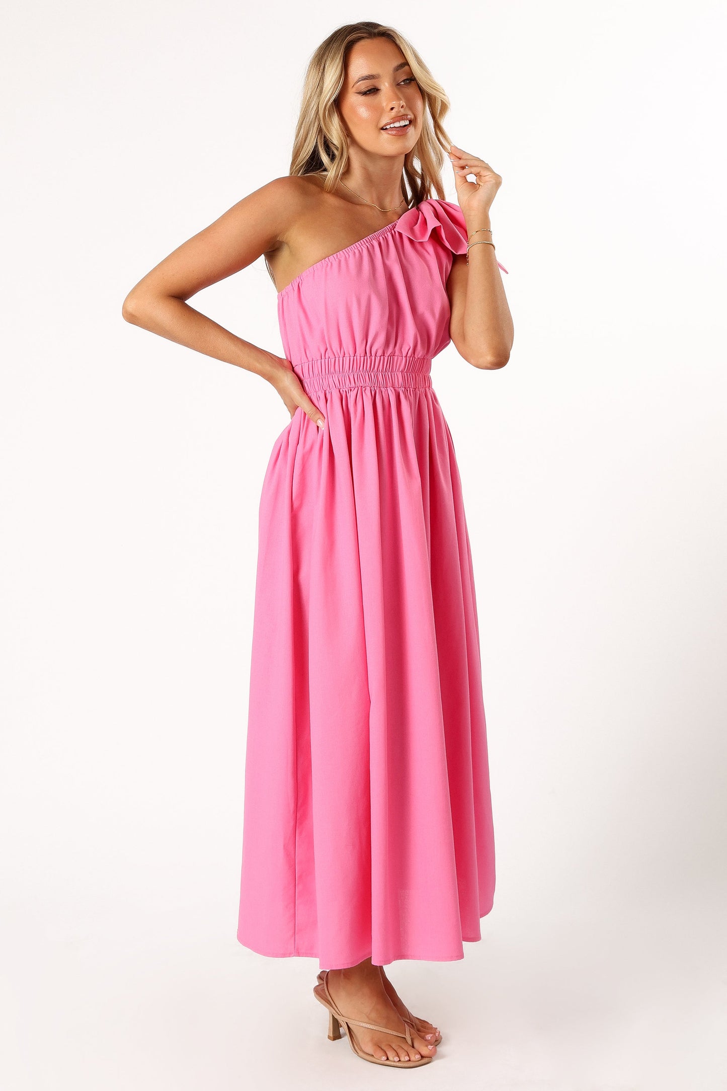 Kailey One Shoulder Maxi Dress - Hot Pink