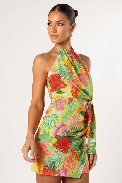 Kalena Halterneck Mini Dress - Leilani Print