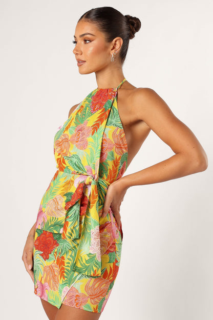 Kalena Halterneck Mini Dress - Leilani Print