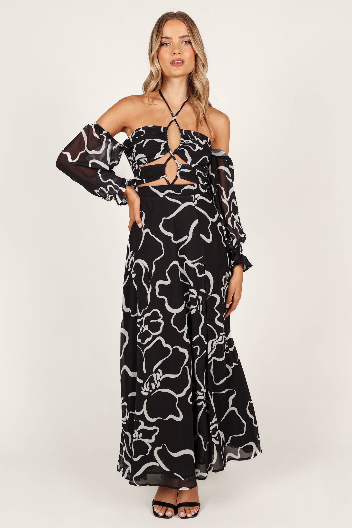 Karma Maxi Dress - White/Black Floral