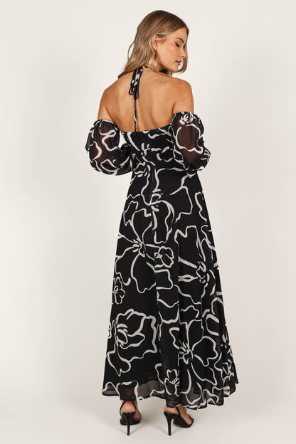 Karma Maxi Dress - White/Black Floral