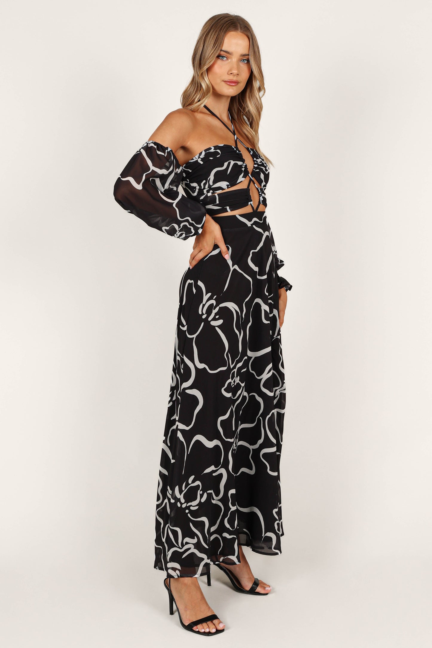 Karma Maxi Dress - White/Black Floral