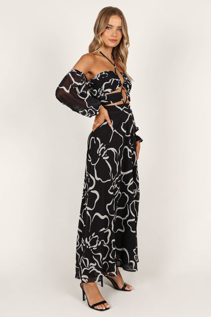 Karma Maxi Dress - White/Black Floral