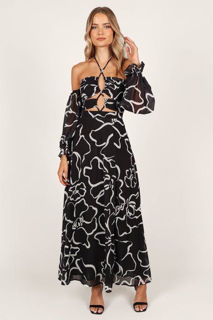 Karma Maxi Dress - White/Black Floral