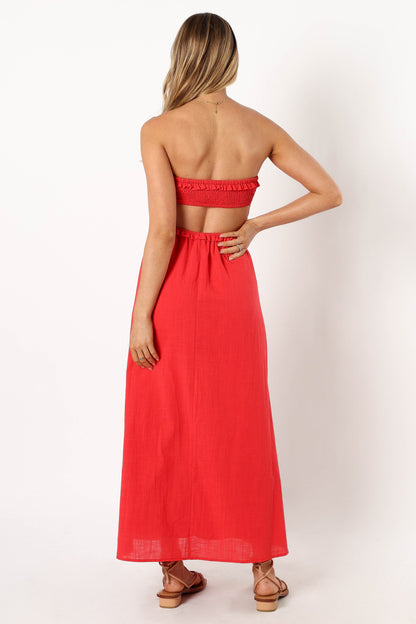 Katriona Strapless Midi Dress - Red