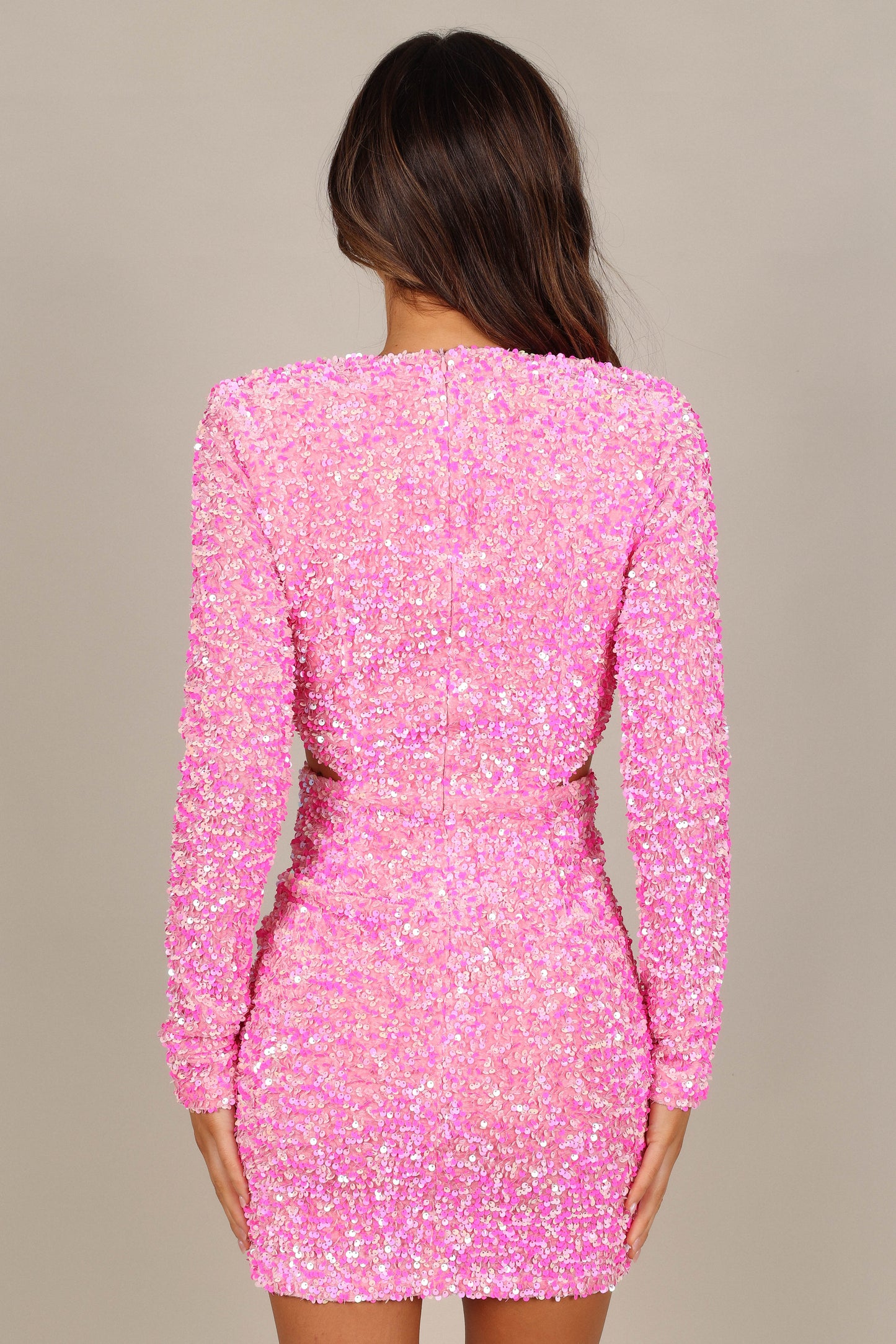Kelly Long Sleeve Sequin Mini Dress - Berry