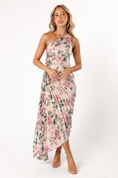 Kleo One Shoulder Maxi Dress - Pink Floral