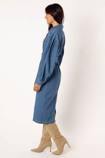 Kocoa Long Sleeve Midi Dress - Denim