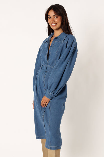 Kocoa Long Sleeve Midi Dress - Denim
