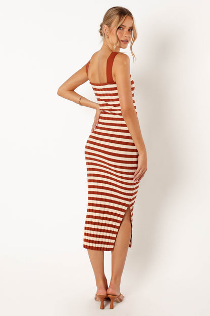 Ledger Midi Dress - Tan Stripe