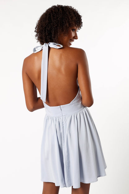 Leigh Halterneck Mini Dress - Light Blue