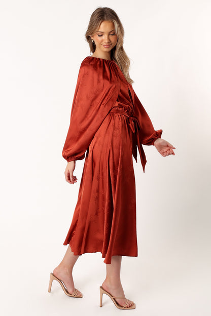 Lexie Long Sleeve Midi Dress - Bronze