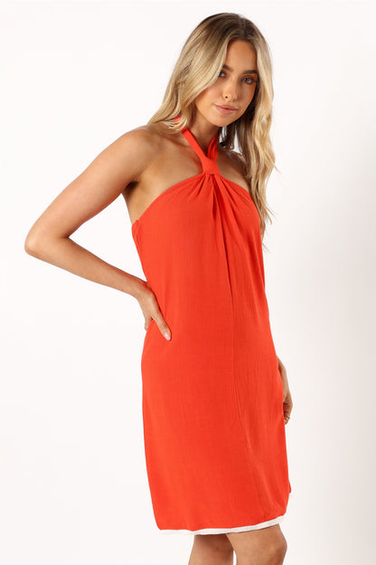 Leyah Halterneck Mini Dress - Red