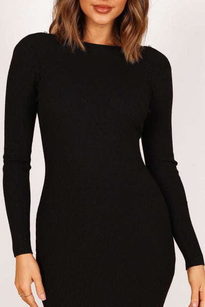 Louise Scoop Back Embellished Midi Dress - Black