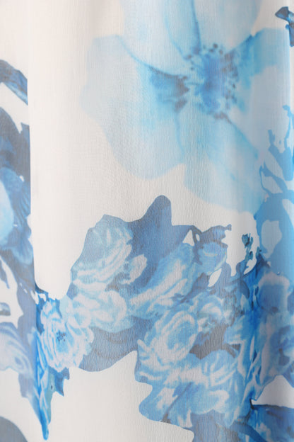 Lucah Frill Shoulder Maxi Dress - Blue White Floral