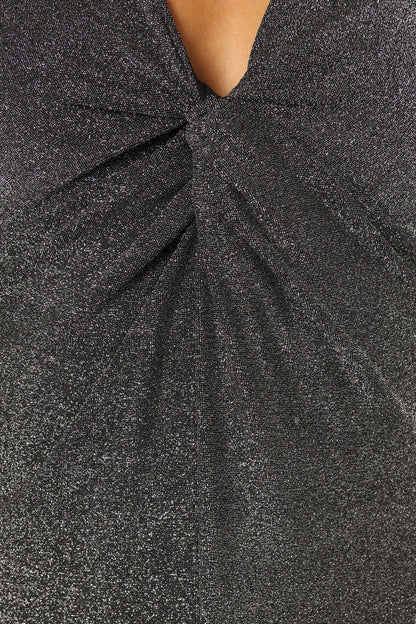 Luminate Long Sleeve Midi Dress - Silver