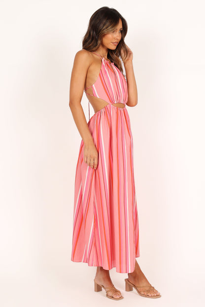 Madam Midi Dress - Pink Stripe