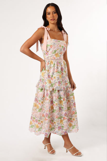 Maddy Midi Dress - Light Pink Multi