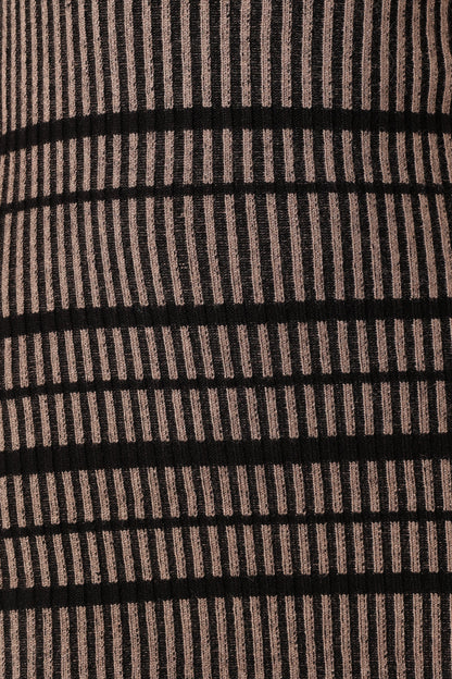 Maika Long Sleeve Mini Dress - Beige Black