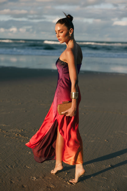 Mallory Strapless Maxi Dress - Sunset Cosmo