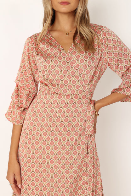 Margot Wrap Maxi Dress - Orange Print