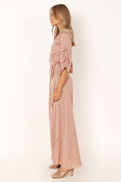 Margot Wrap Maxi Dress - Orange Print