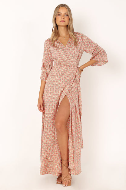 Margot Wrap Maxi Dress - Orange Print