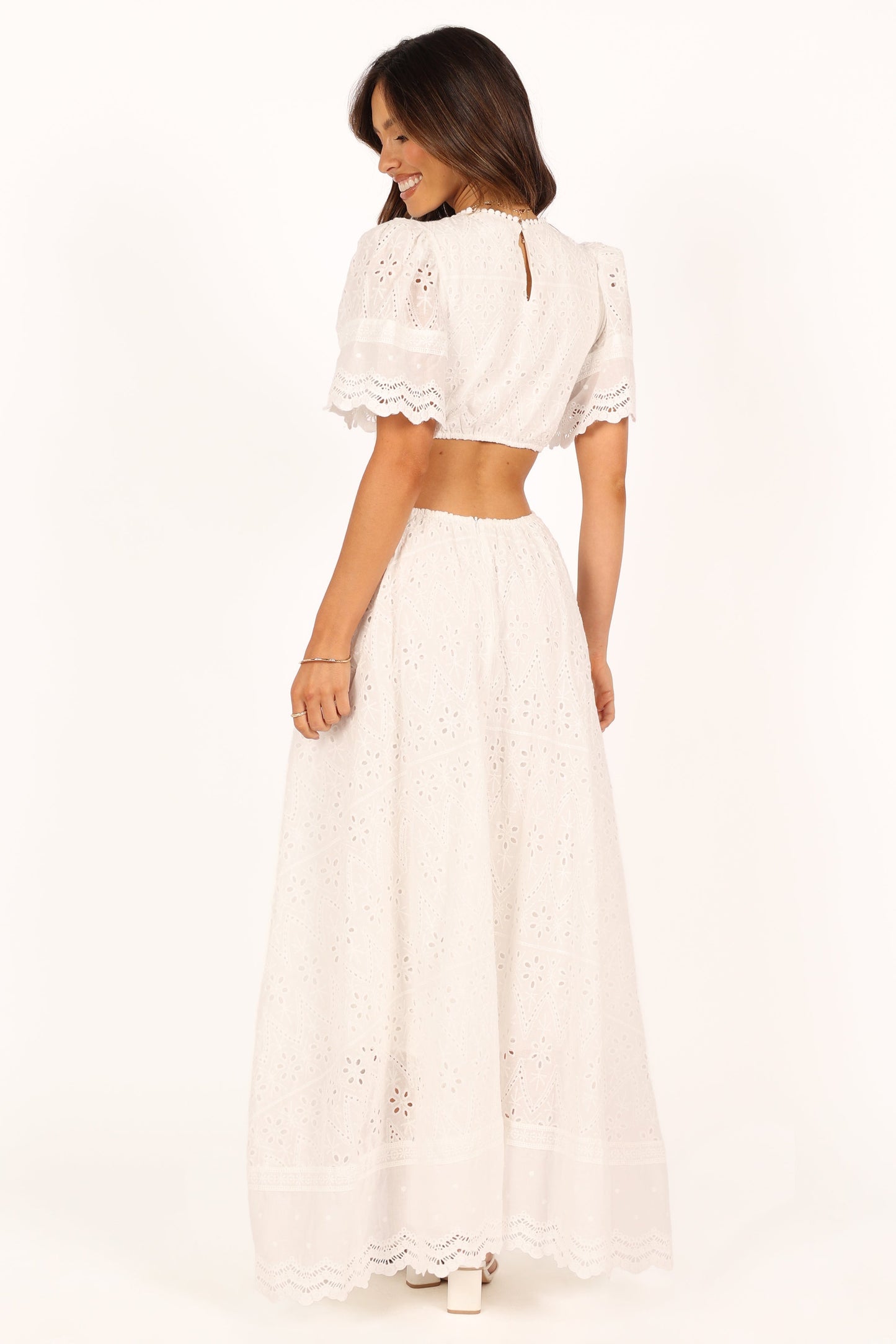 Merletto Cut Out Maxi Dress - White