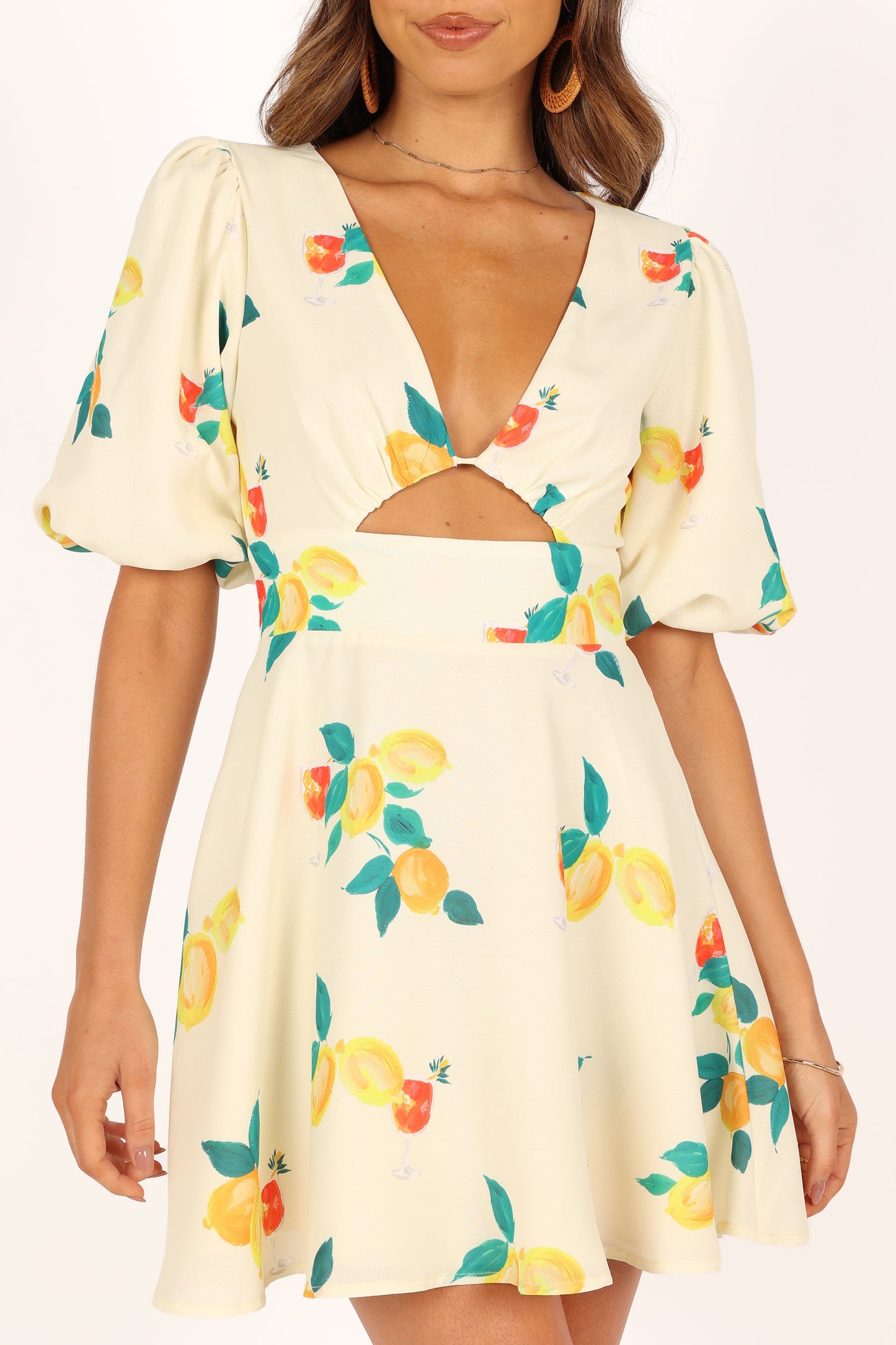 Mikaela Mini Dress - Lemon Print