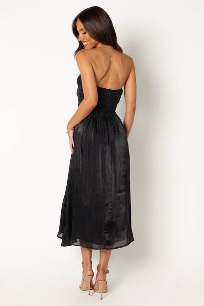 Mila Strapless Midi Dress - Black