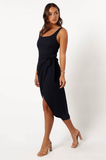 Misty Wrap Midi Dress - Navy
