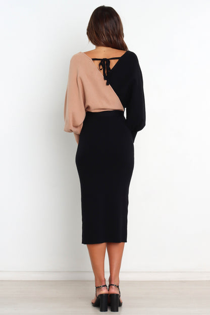 Nate Dress - Black/Beige