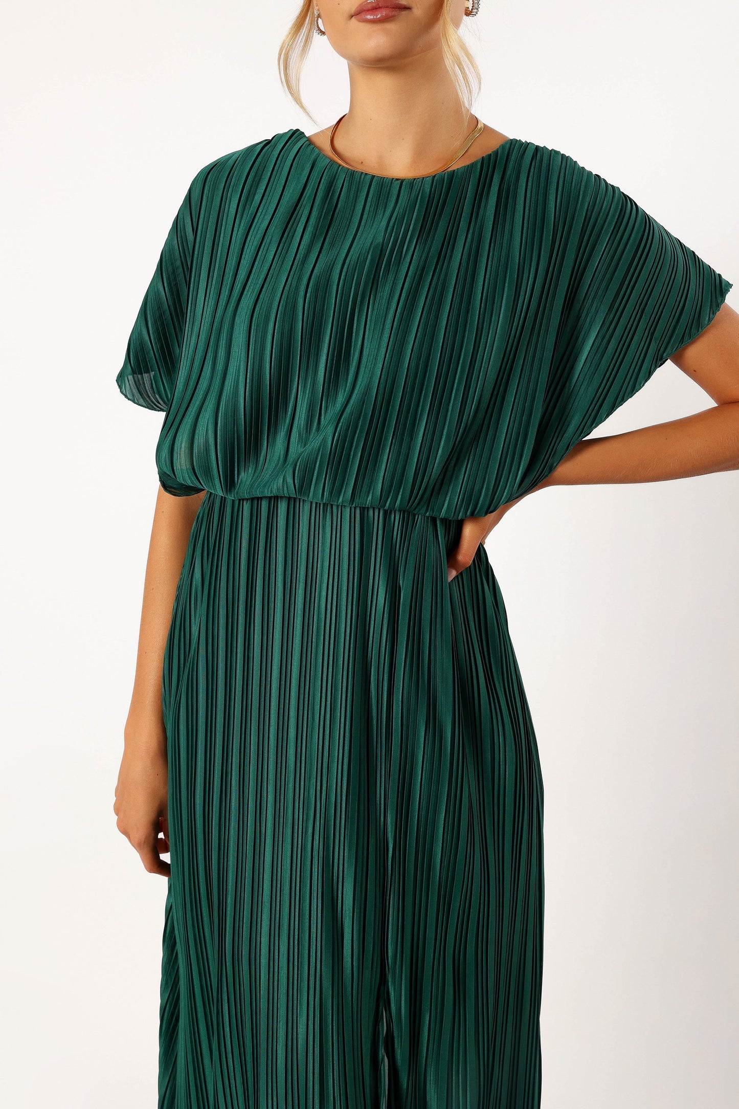 Neville Pleated Maxi Dress - Teal Green