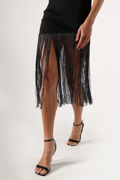 Padam Strapless Midi Dress - Black