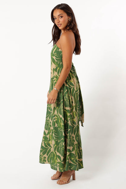 Penny Strapless Midi Dress - Ibiza Palm