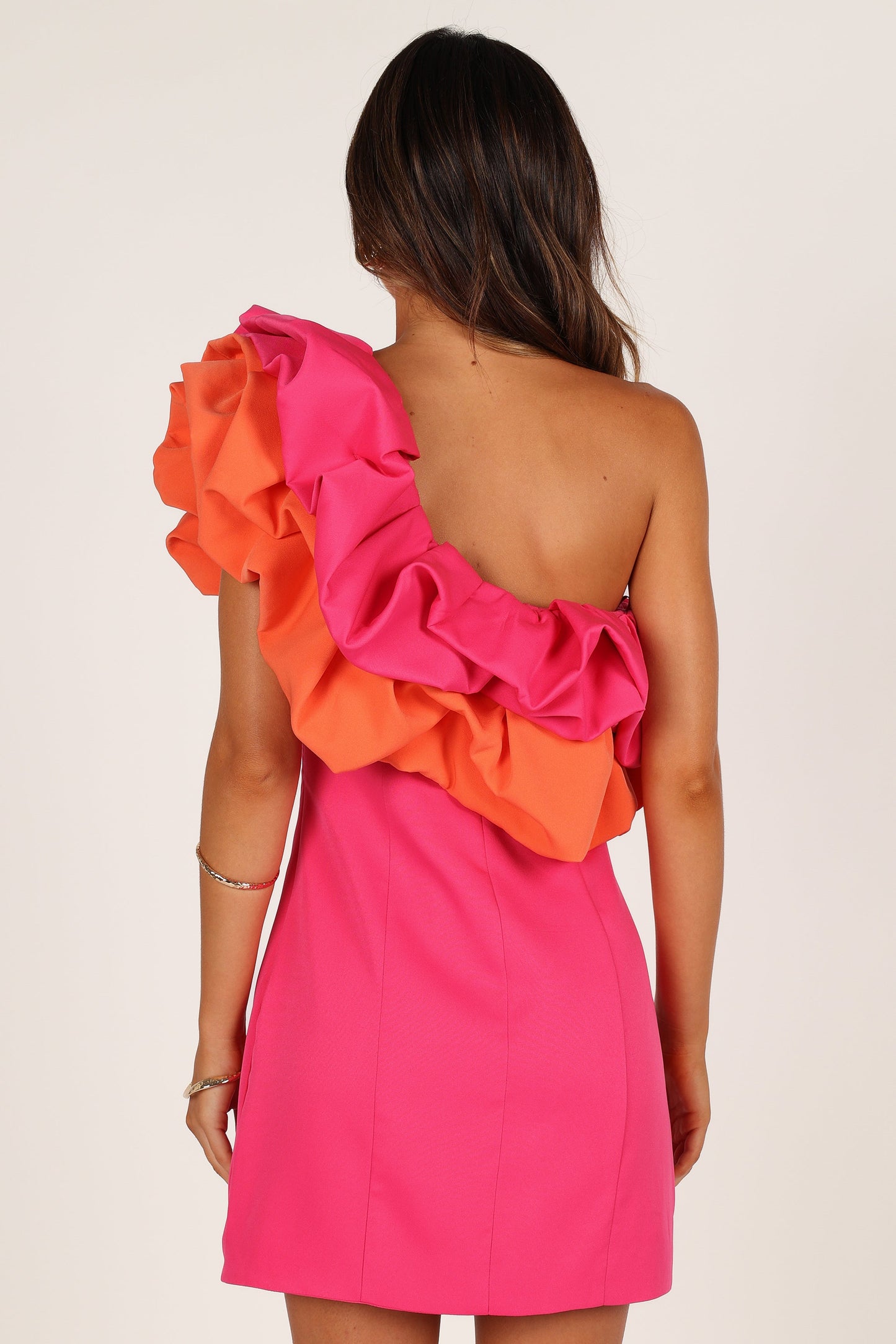 Phoebe One Shoulder Mini Dress - Pink/Orange