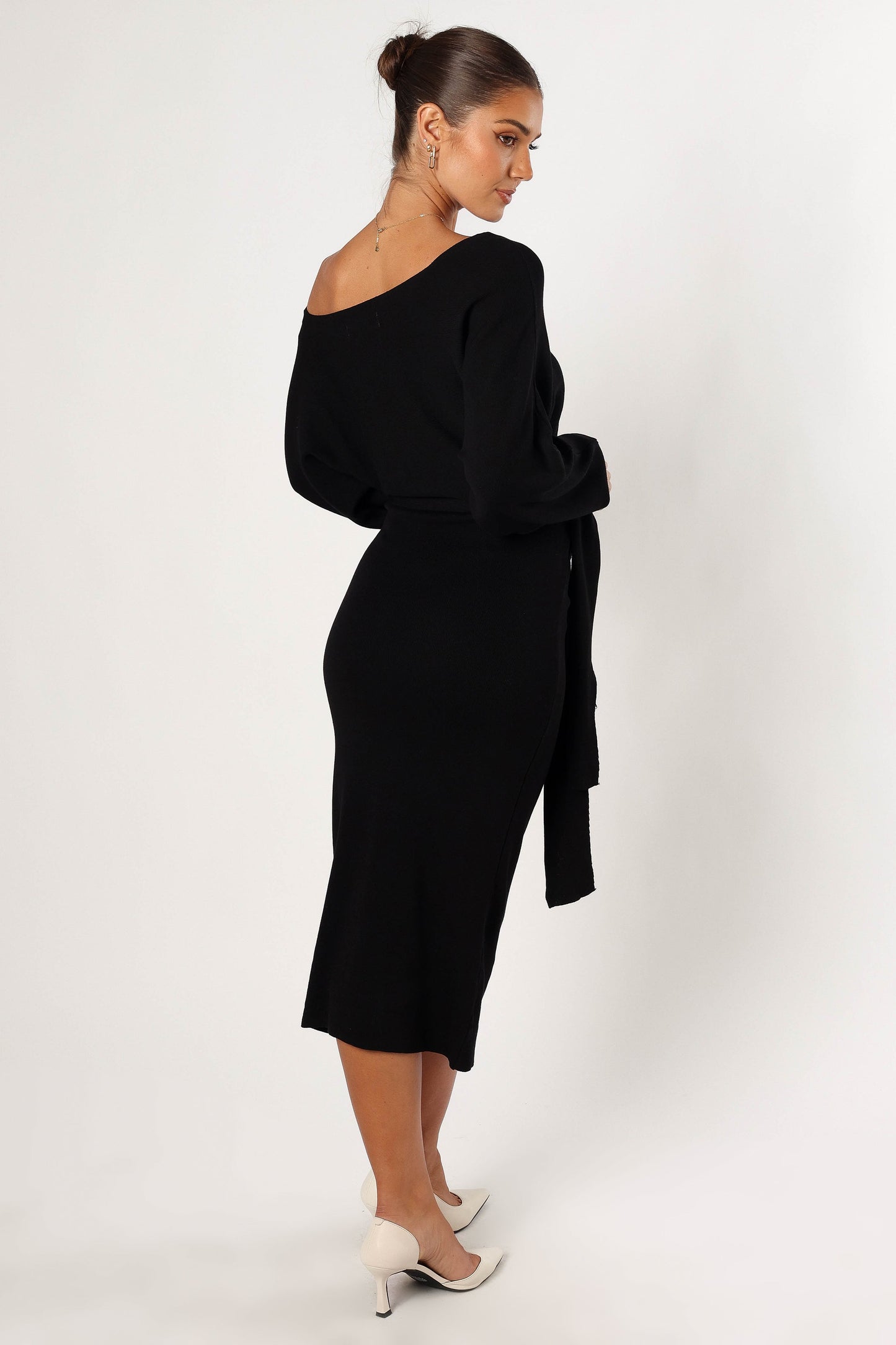 Prancer Off Shoulder Midi Dress - Black