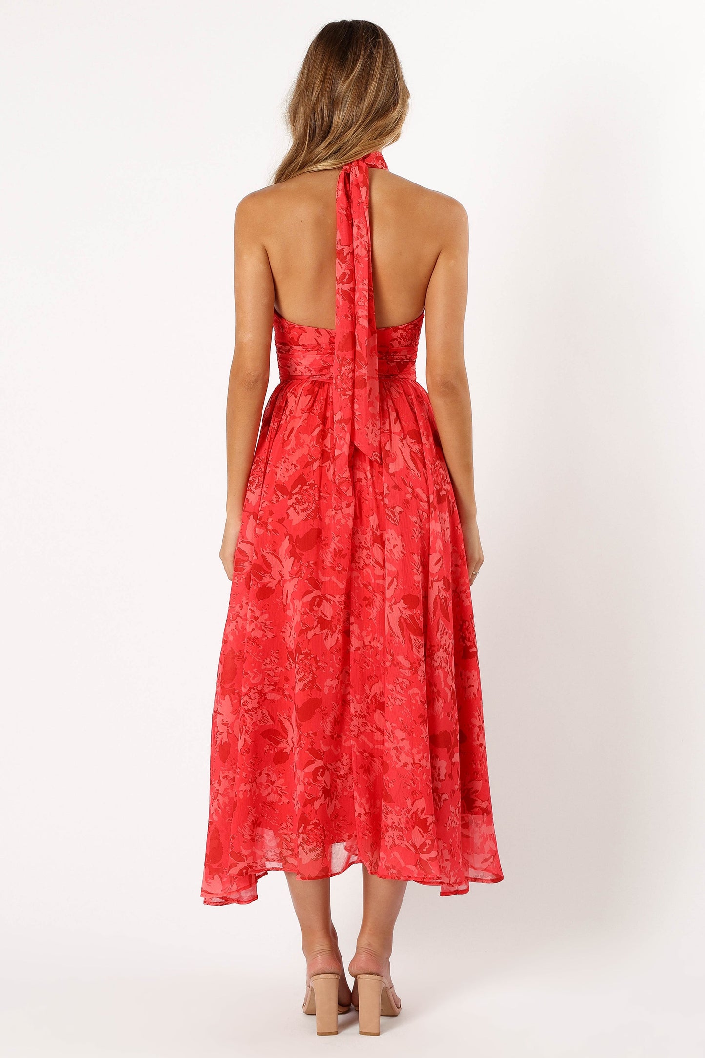 Primrose Halterneck Maxi Dress - Red Floral
