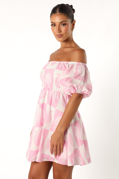 Rocco Off Shoulder Mini Dress - Pink