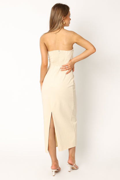 Rory Contrast Stitch Maxi Dress - Ecru