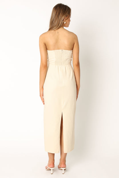 Rory Contrast Stitch Maxi Dress - Ecru