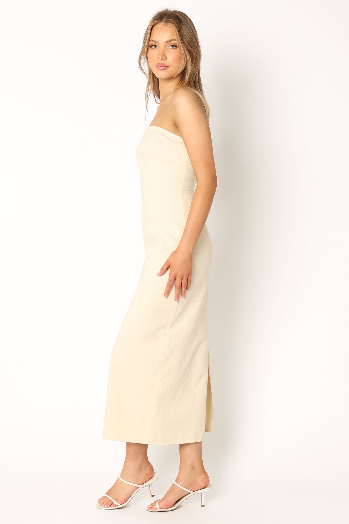 Rory Contrast Stitch Maxi Dress - Ecru