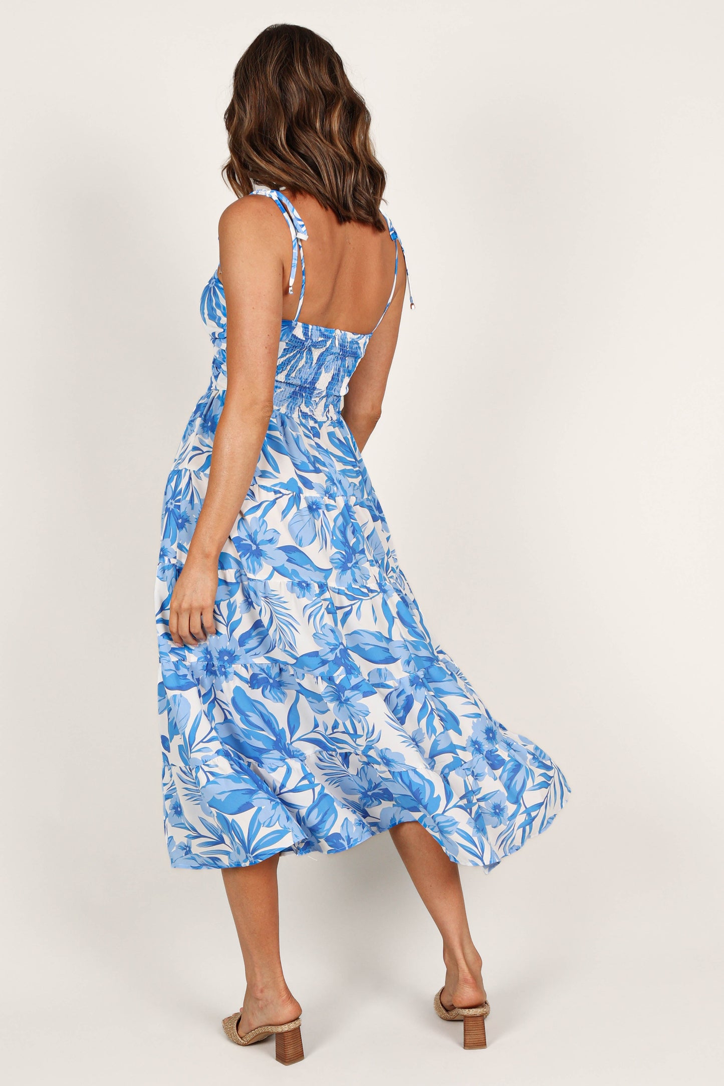 Rose Midi Dress - Blue/White