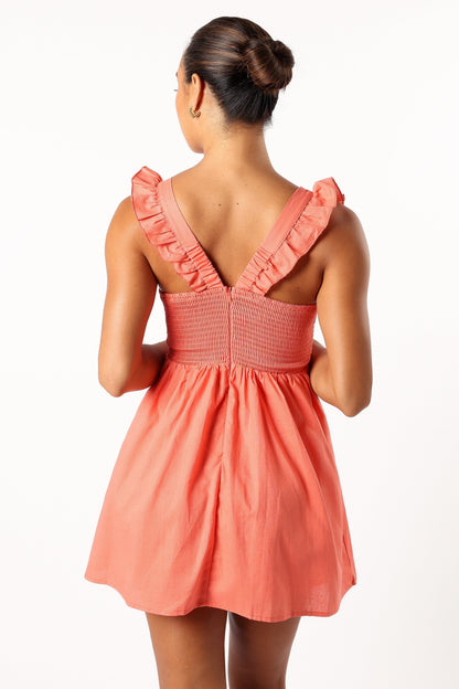 Rowan Frill Mini Dress - Coral